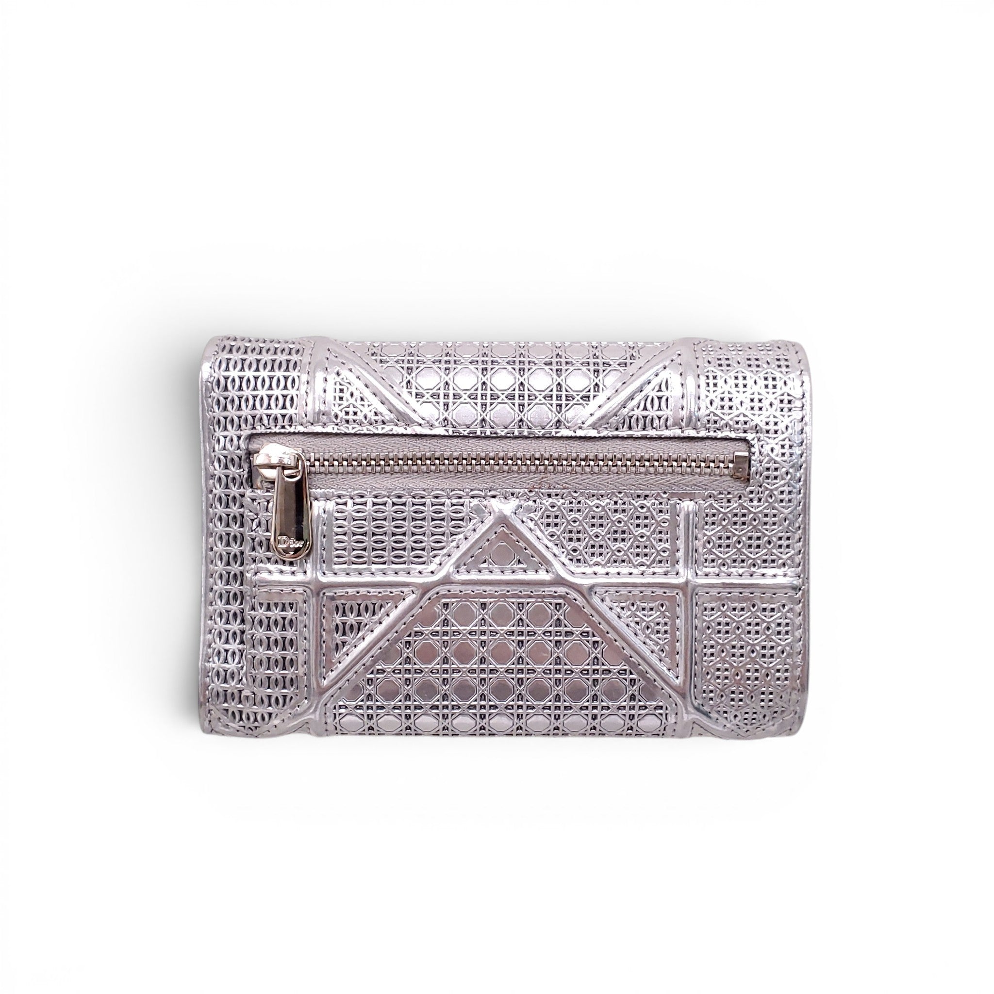 DIOR SILVER METALLIC DIORAMA WALLET