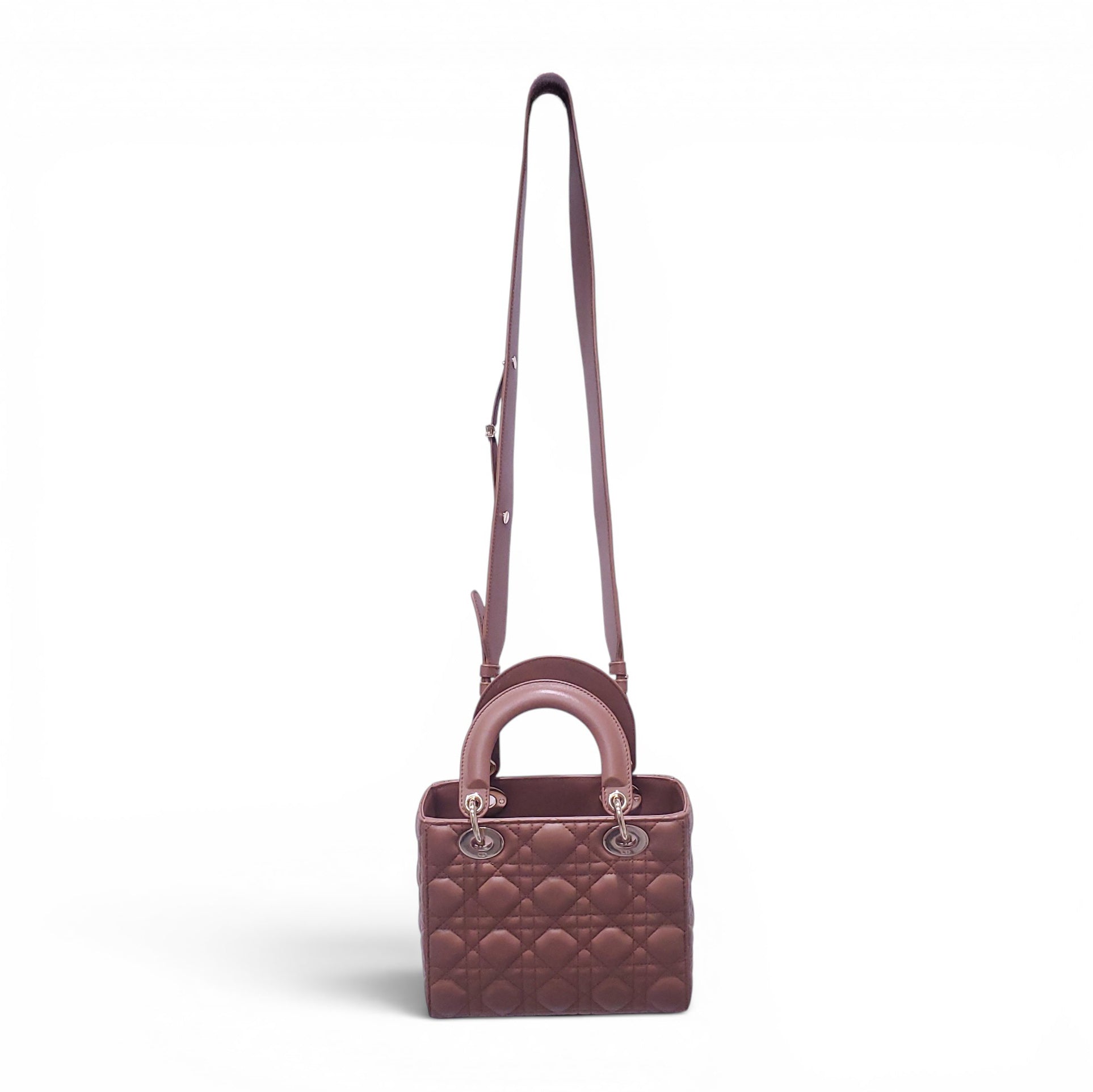 DIOR SMALL TAN LADY DIOR CANNAGE BAG