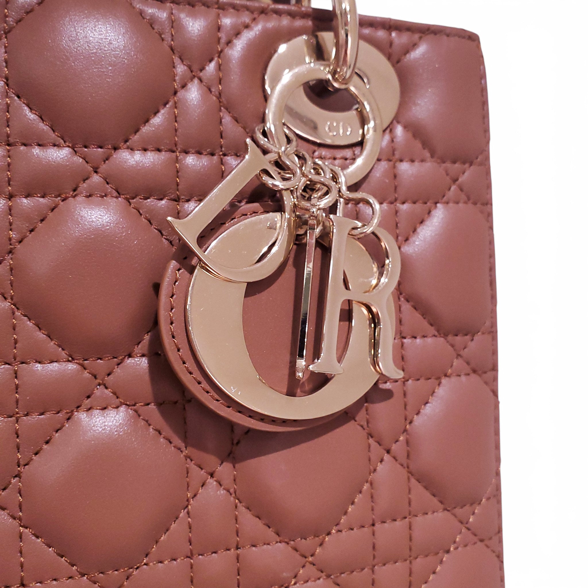 DIOR SMALL TAN LADY DIOR CANNAGE BAG