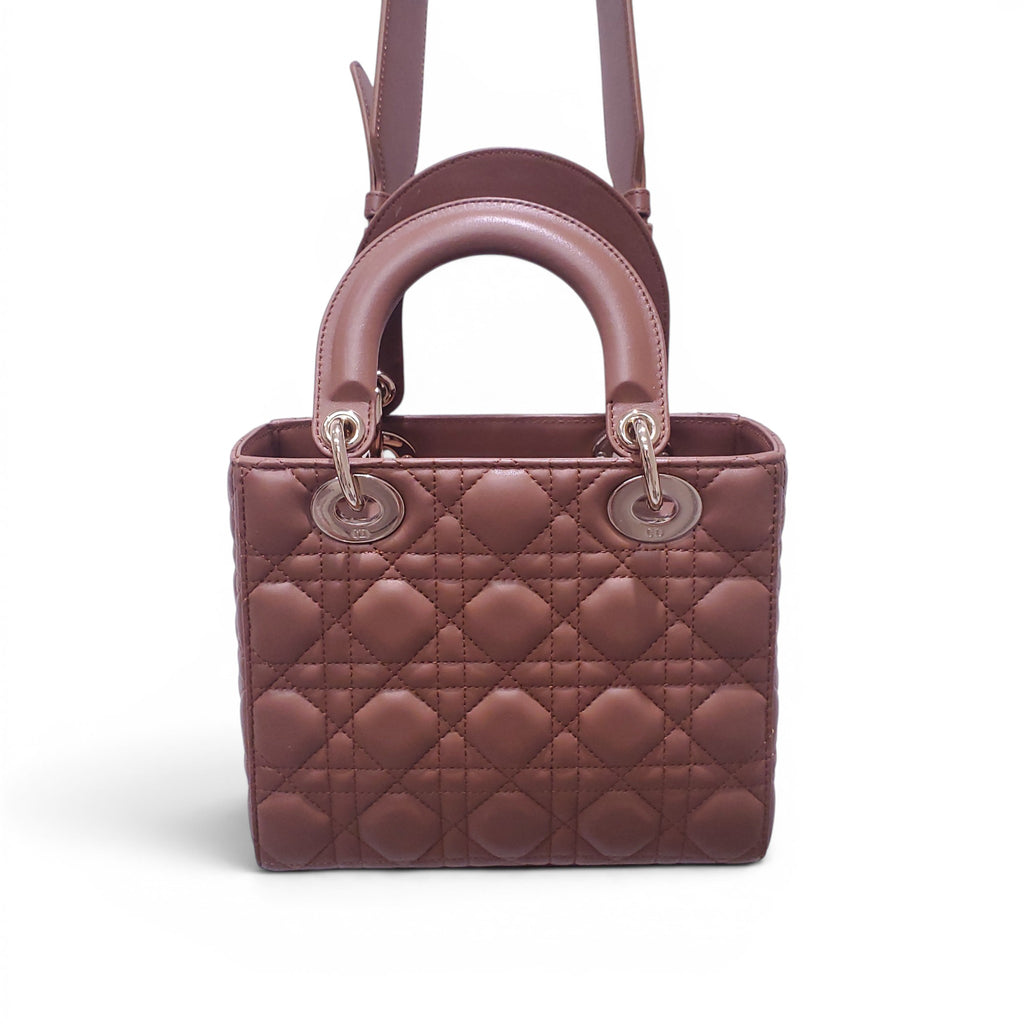 DIOR SMALL TAN LADY DIOR CANNAGE BAG