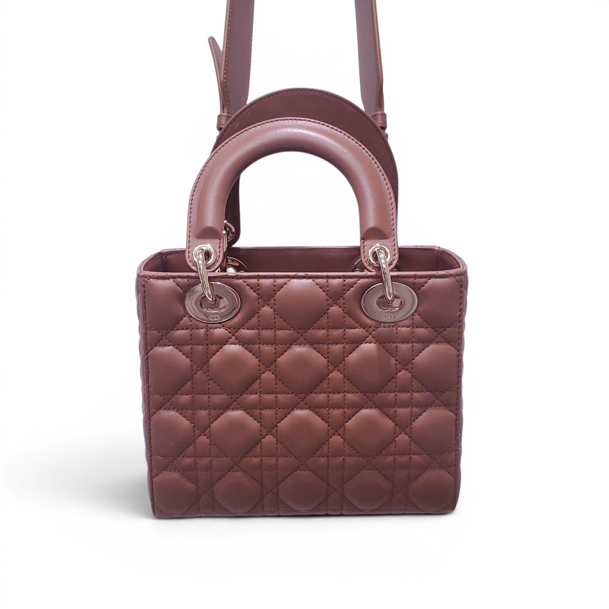 DIOR SMALL TAN LADY DIOR CANNAGE BAG