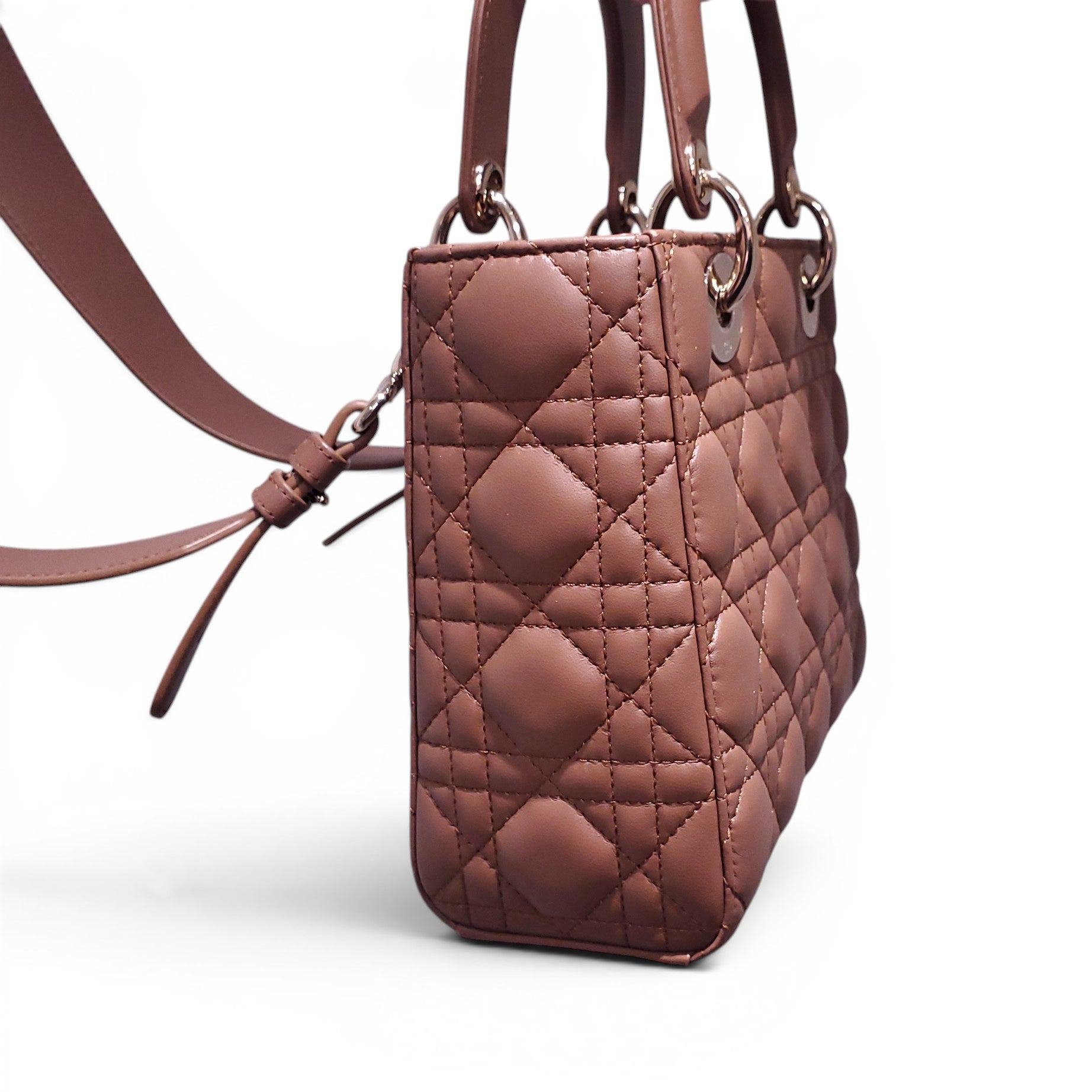DIOR SMALL TAN LADY DIOR CANNAGE BAG