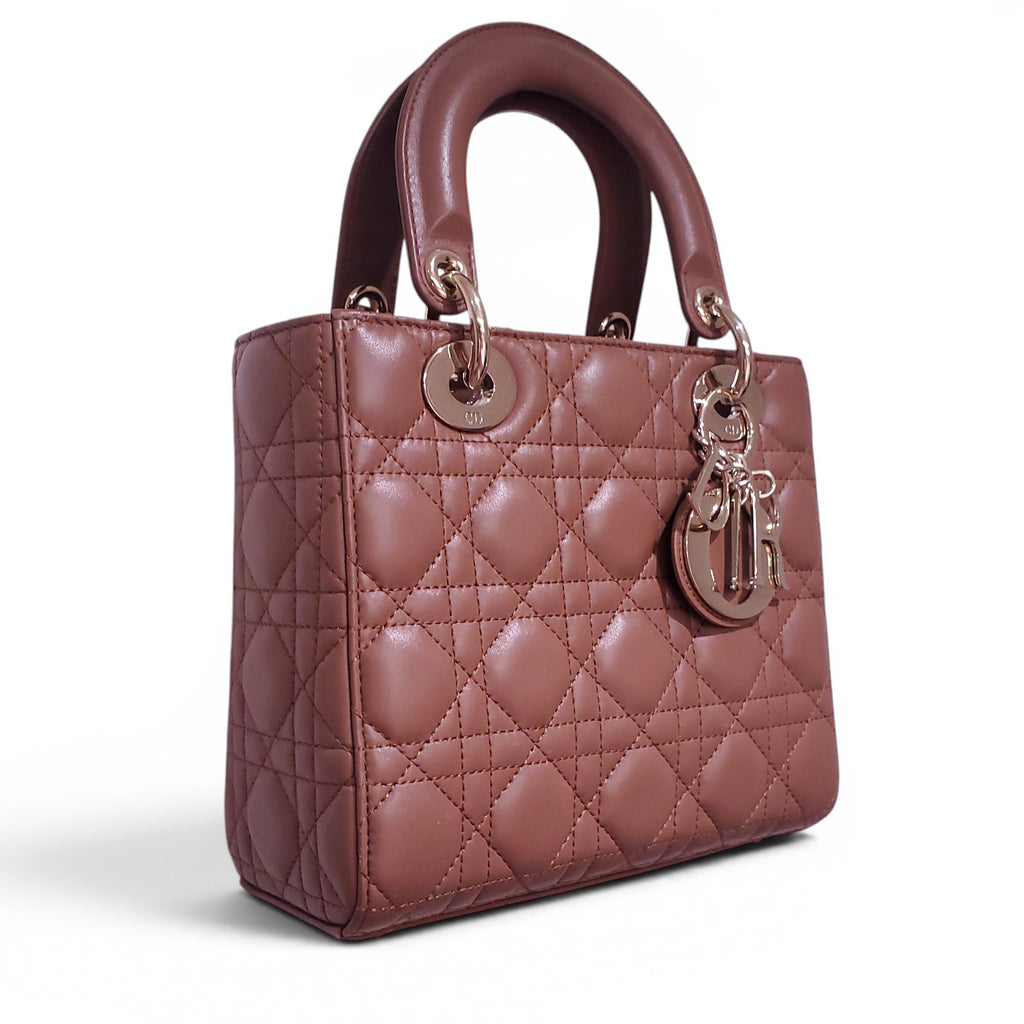 DIOR SMALL TAN LADY DIOR CANNAGE BAG