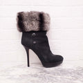DIOR SUEDE BOOTIES WITH RABBIT FUR DETAIL - SIZE 37
