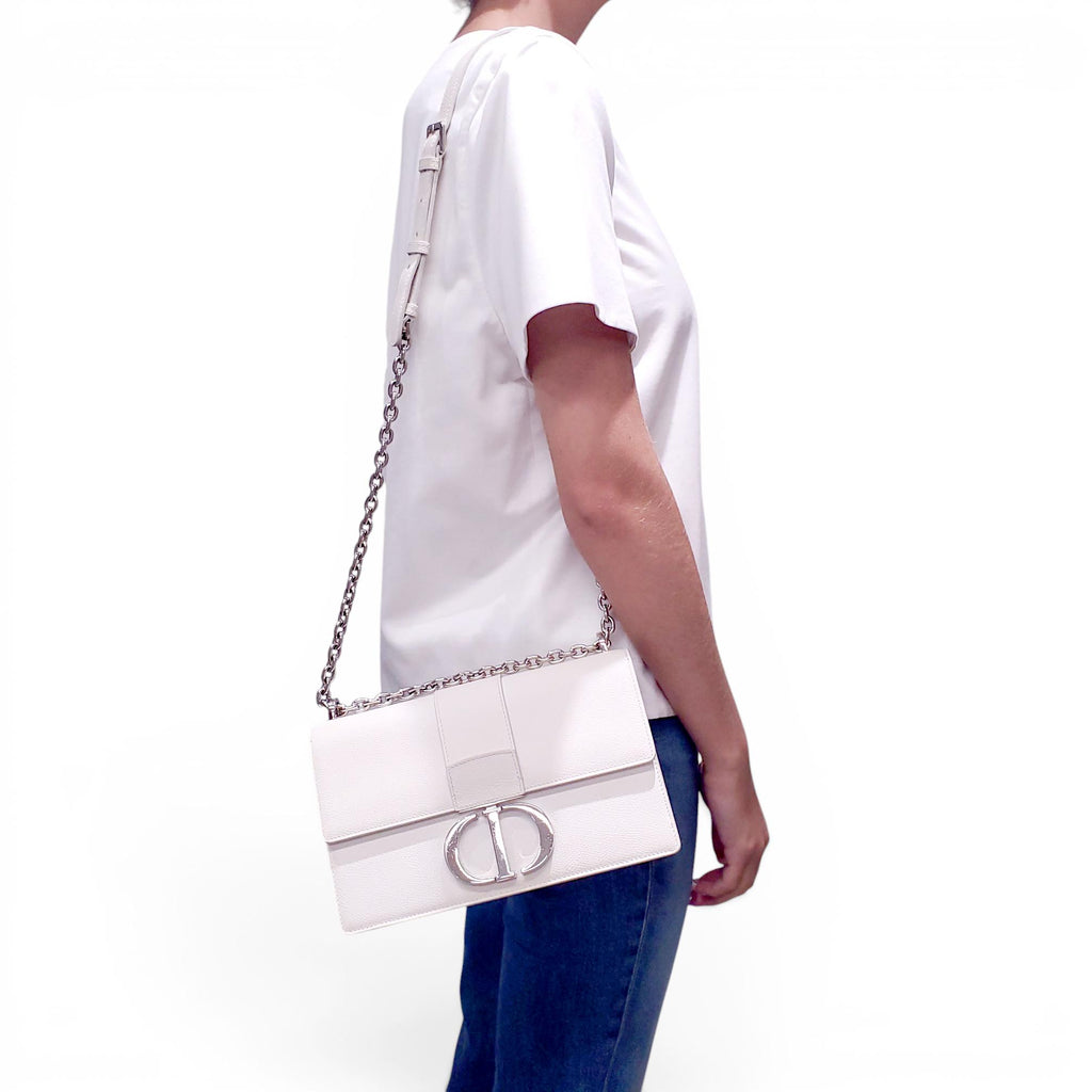DIOR WHITE SHOULDER BAG WITH SILVER LOGO