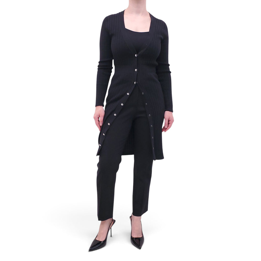 DOLCE & GABBANA BLACK CARDIGAN WITH CRYSTAL BUTTONS - SIZE 42