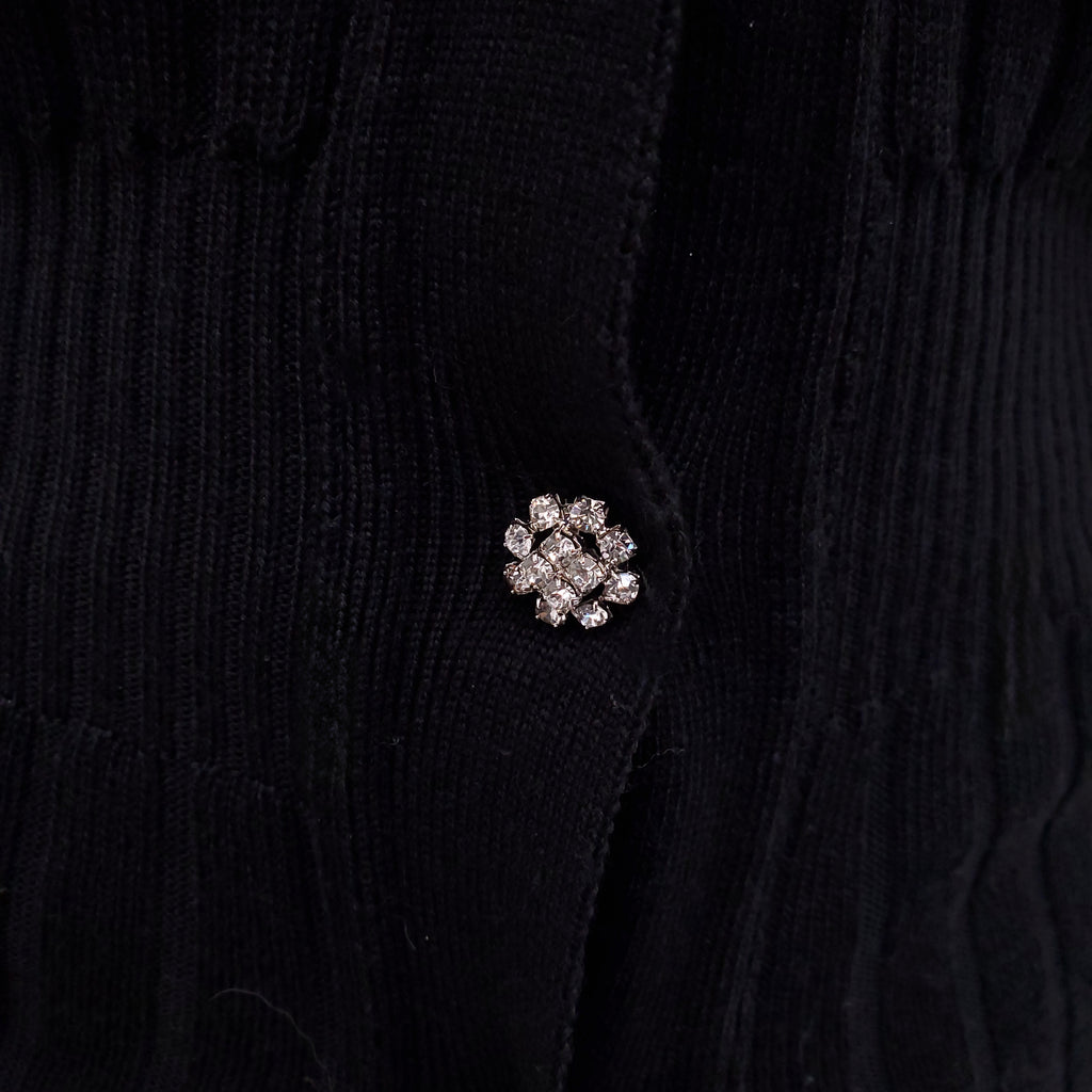 DOLCE & GABBANA BLACK CARDIGAN WITH CRYSTAL BUTTONS - SIZE 42