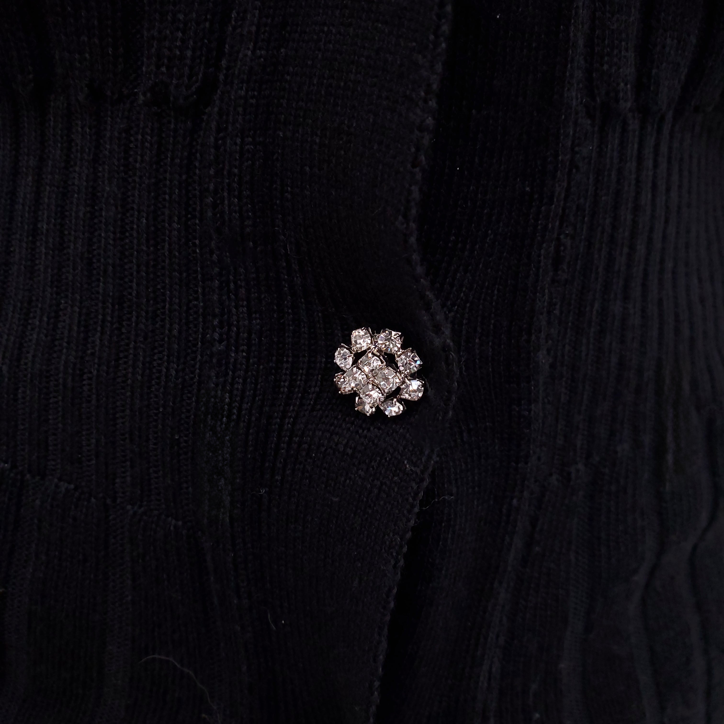 DOLCE & GABBANA BLACK CARDIGAN WITH CRYSTAL BUTTONS - SIZE 42