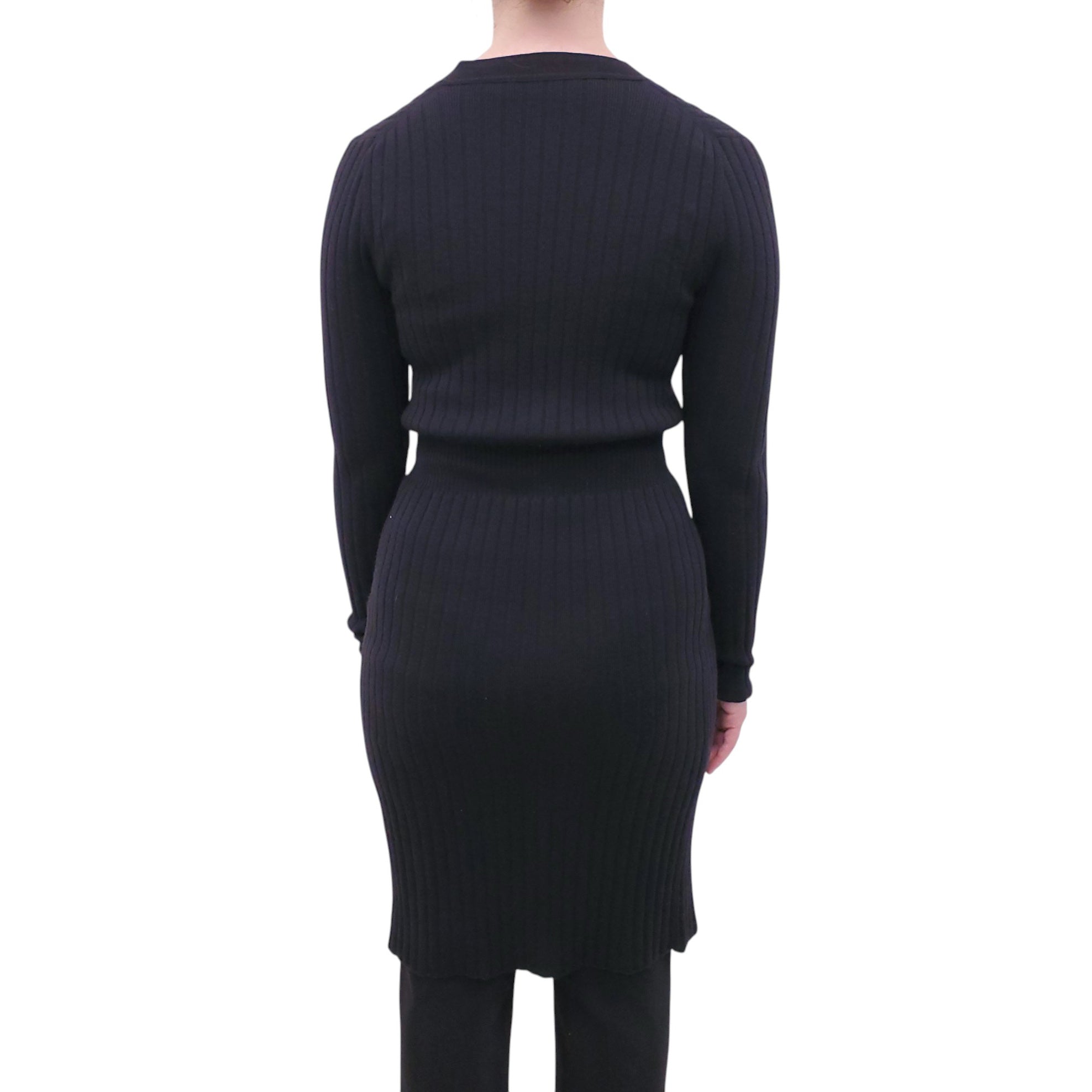 DOLCE & GABBANA BLACK CARDIGAN WITH CRYSTAL BUTTONS - SIZE 42
