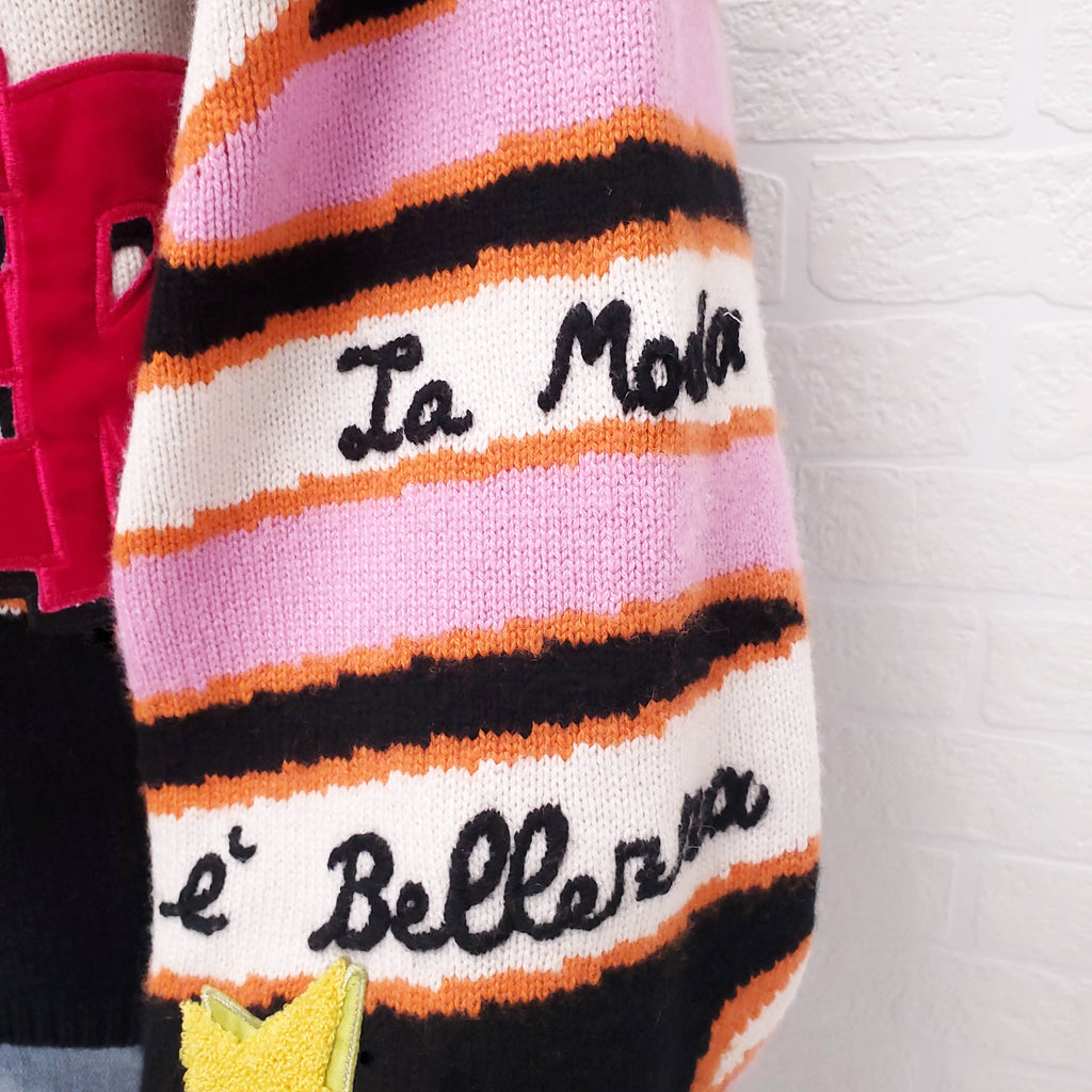 DOLCE & GABBANA BLACK CASHMERE COMIC SWEATER WITH SEQUINS - SIZE 40