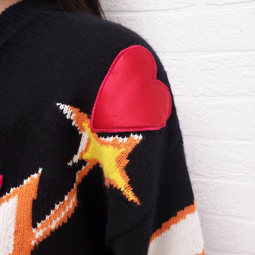 DOLCE & GABBANA BLACK CASHMERE COMIC SWEATER WITH SEQUINS - SIZE 40