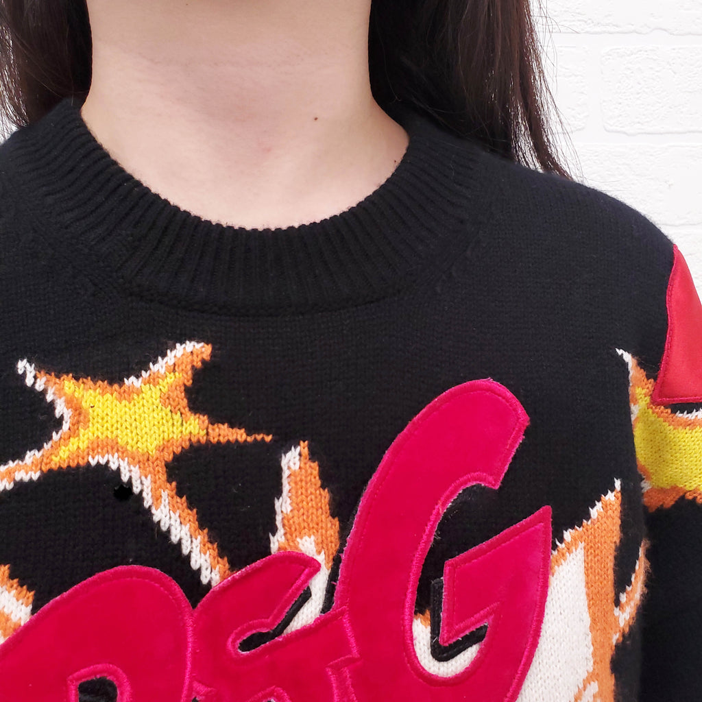 DOLCE & GABBANA BLACK CASHMERE COMIC SWEATER WITH SEQUINS - SIZE 40