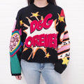 DOLCE & GABBANA BLACK CASHMERE COMIC SWEATER WITH SEQUINS - SIZE 40