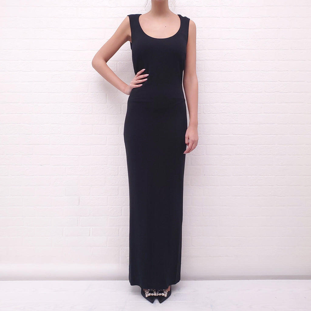 DOLCE & GABBANA BLACK FITTED CREPE GOWN - SIZE 42