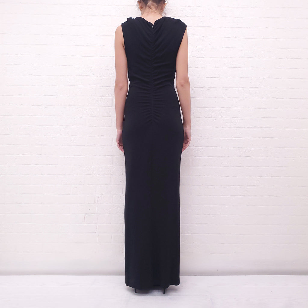 DOLCE & GABBANA BLACK FITTED CREPE GOWN - SIZE 42