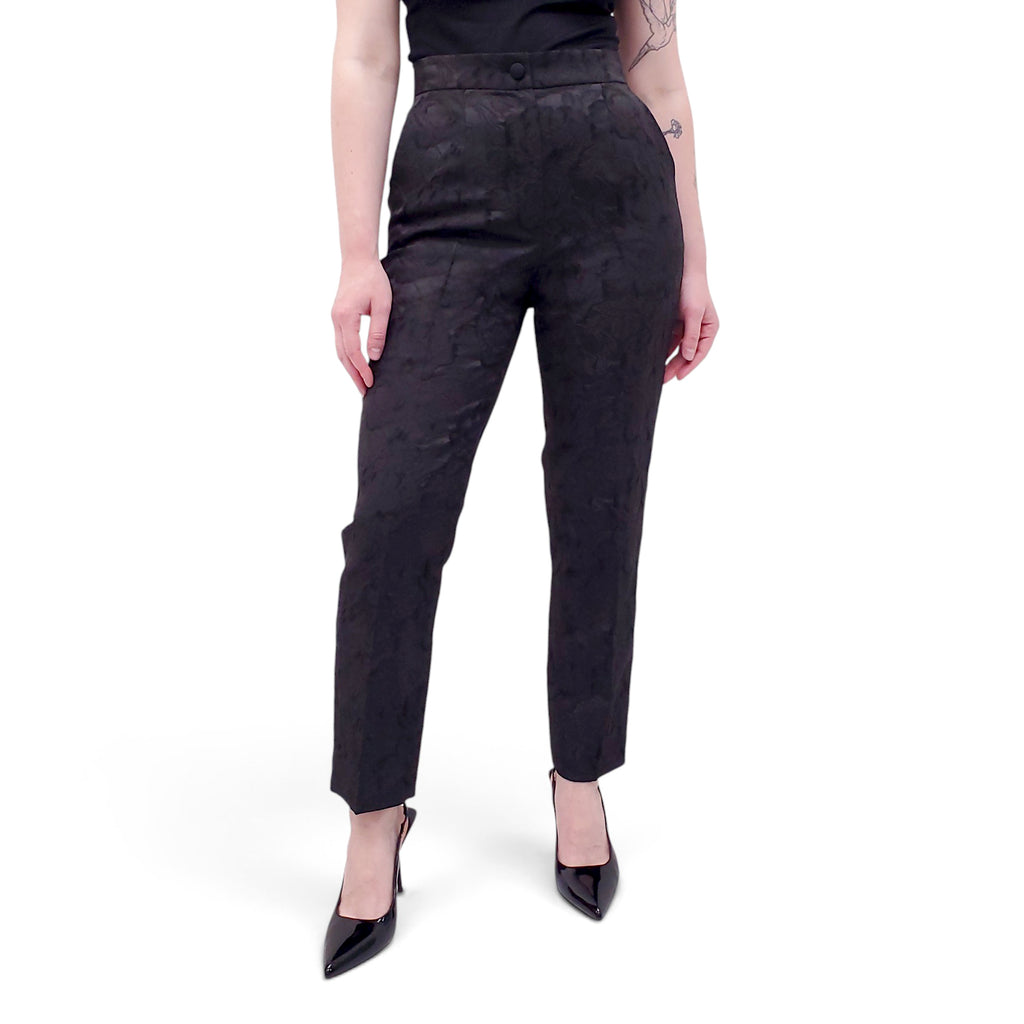 DOLCE & GABBANA BLACK FLORAL TROUSERS - SIZE 40