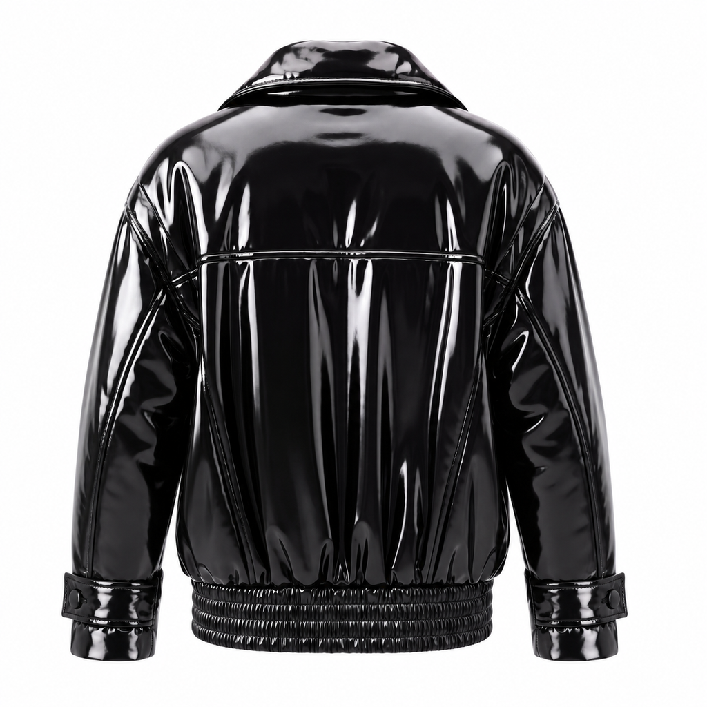 DOLCE & GABBANA BLACK INSULATED GLOSSY OVERSIZED JACKET - SIZE 44