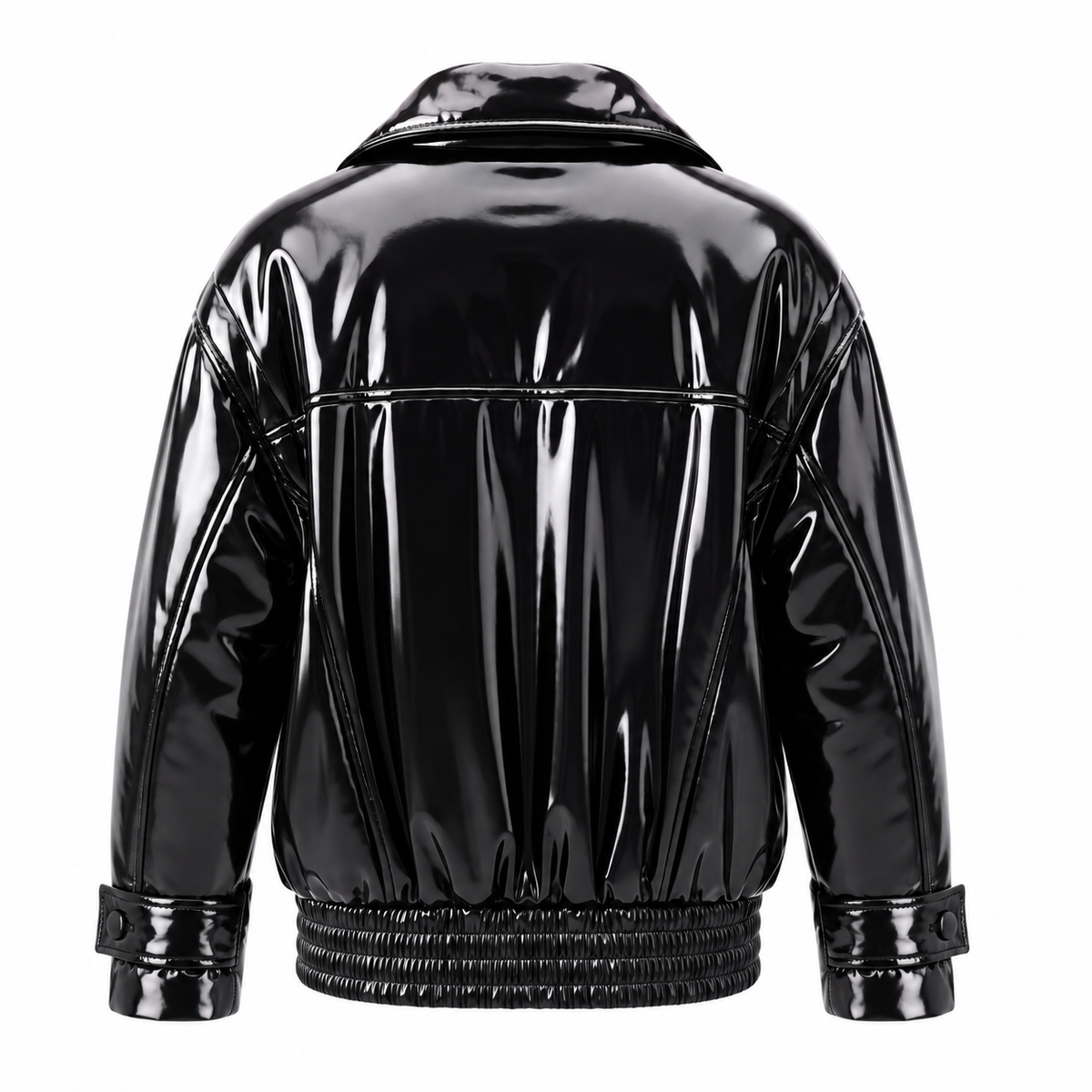 DOLCE & GABBANA BLACK INSULATED GLOSSY OVERSIZED JACKET - SIZE 44