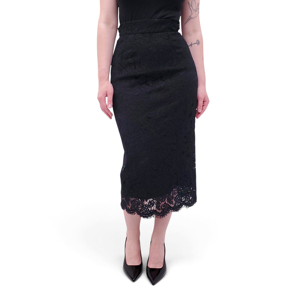 DOLCE & GABBANA BLACK LACE SKIRT - SIZE 40