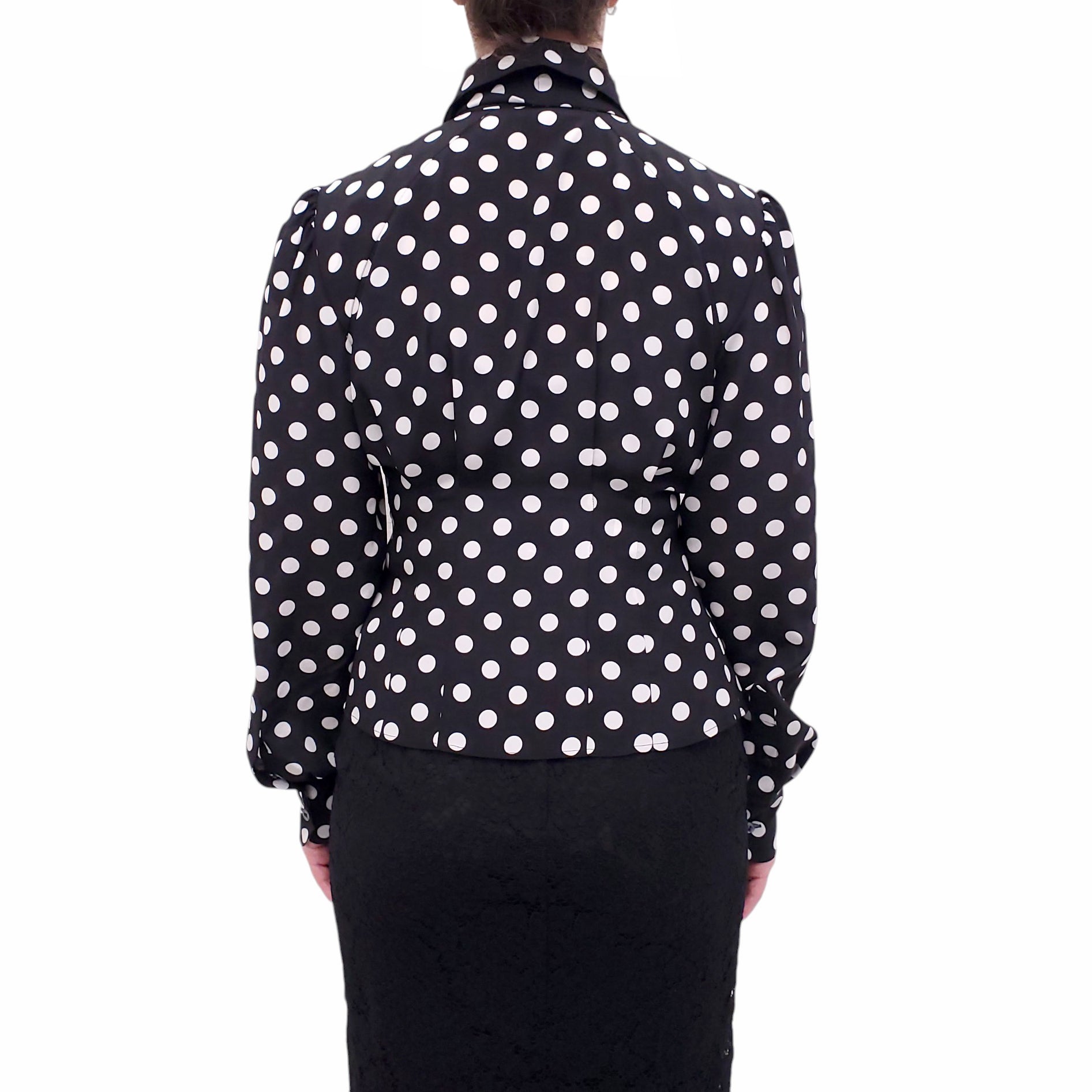 DOLCE & GABBANA BLACK POLKA DOT BLOUSE - SIZE 40