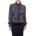 DOLCE & GABBANA BLACK POLKA DOT BLOUSE - SIZE 40