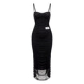 DOLCE & GABBANA BLACK RUCHED DRESS - SIZE 44