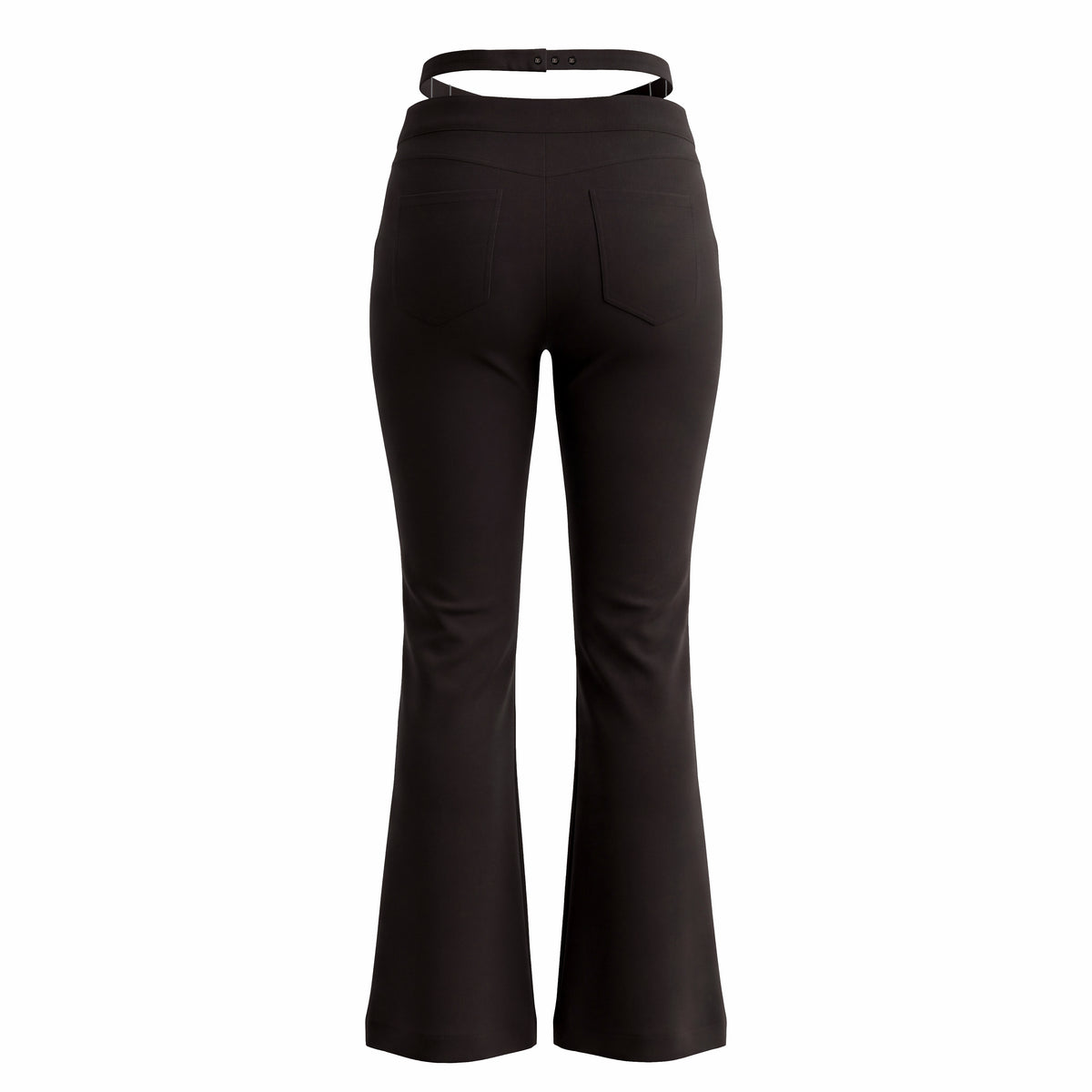 DOLCE & GABBANA BLACK TROUSERS WITH SILVER LOGO BELT DETAIL - SIZE 46