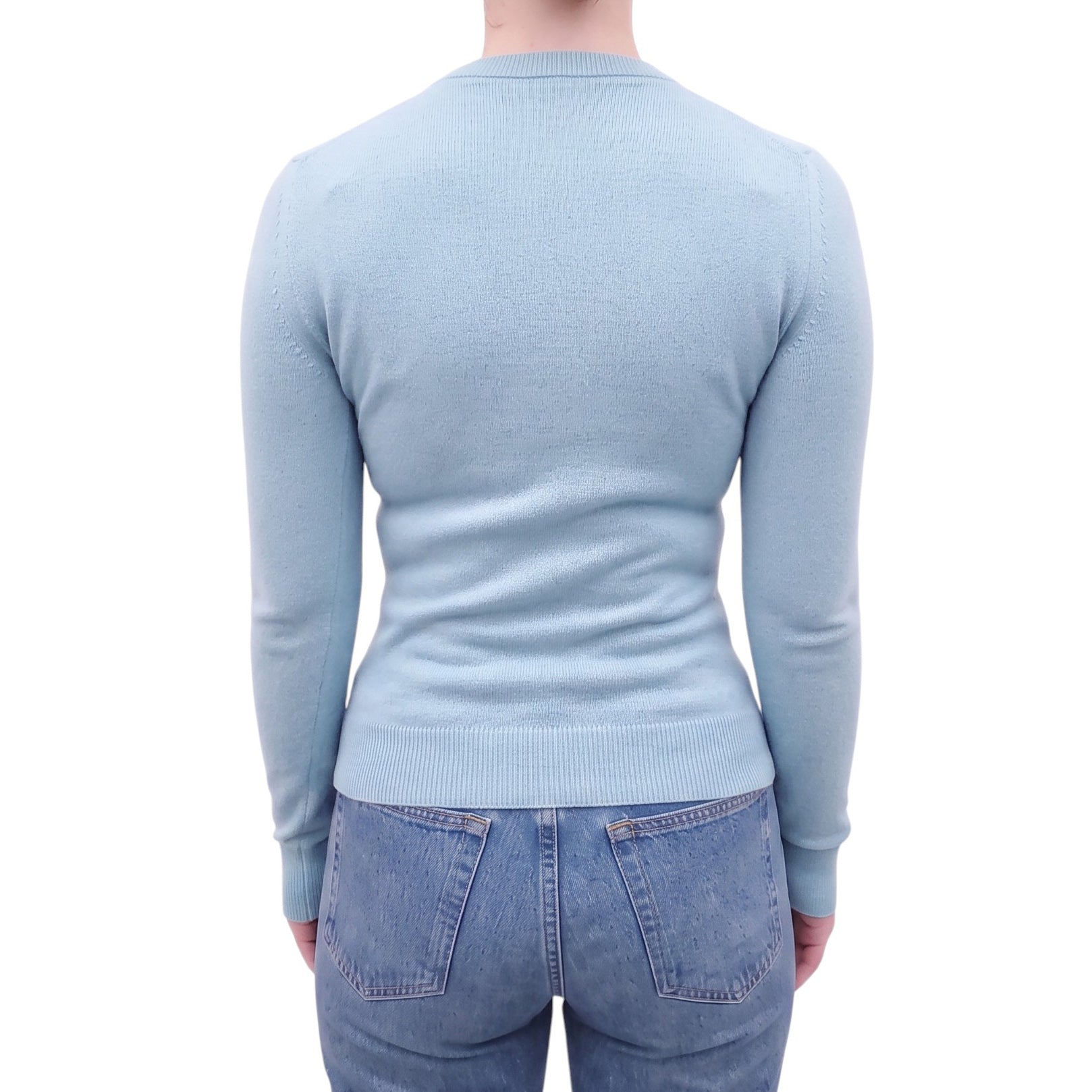 DOLCE & GABBANA BLUE CASHMERE ‘AMORE’ SWEATER - SIZE 36