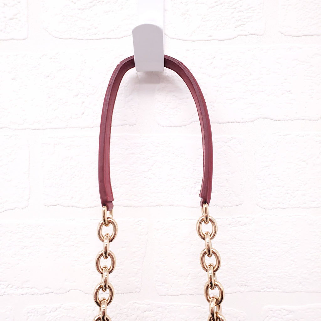 DOLCE & GABBANA BURGUNDY VELVET SHOULDER BAG WITH CRYSTAL EMBLEM