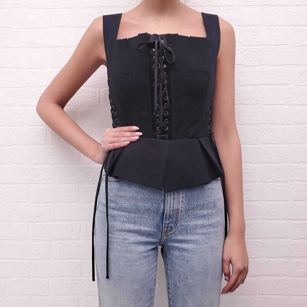 DOLCE & GABBANA CORSET BODICE WITH TIE UP DETAIL - SIZE 42