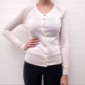 DOLCE & GABBANA CREAM CARDIGAN WITH SILVER CRYSTAL BUTTONS - SIZE 38