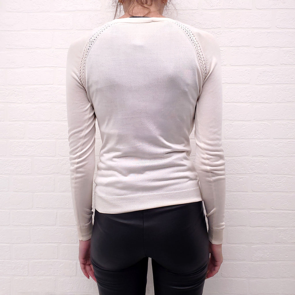 DOLCE & GABBANA CREAM CARDIGAN WITH SILVER CRYSTAL BUTTONS - SIZE 38