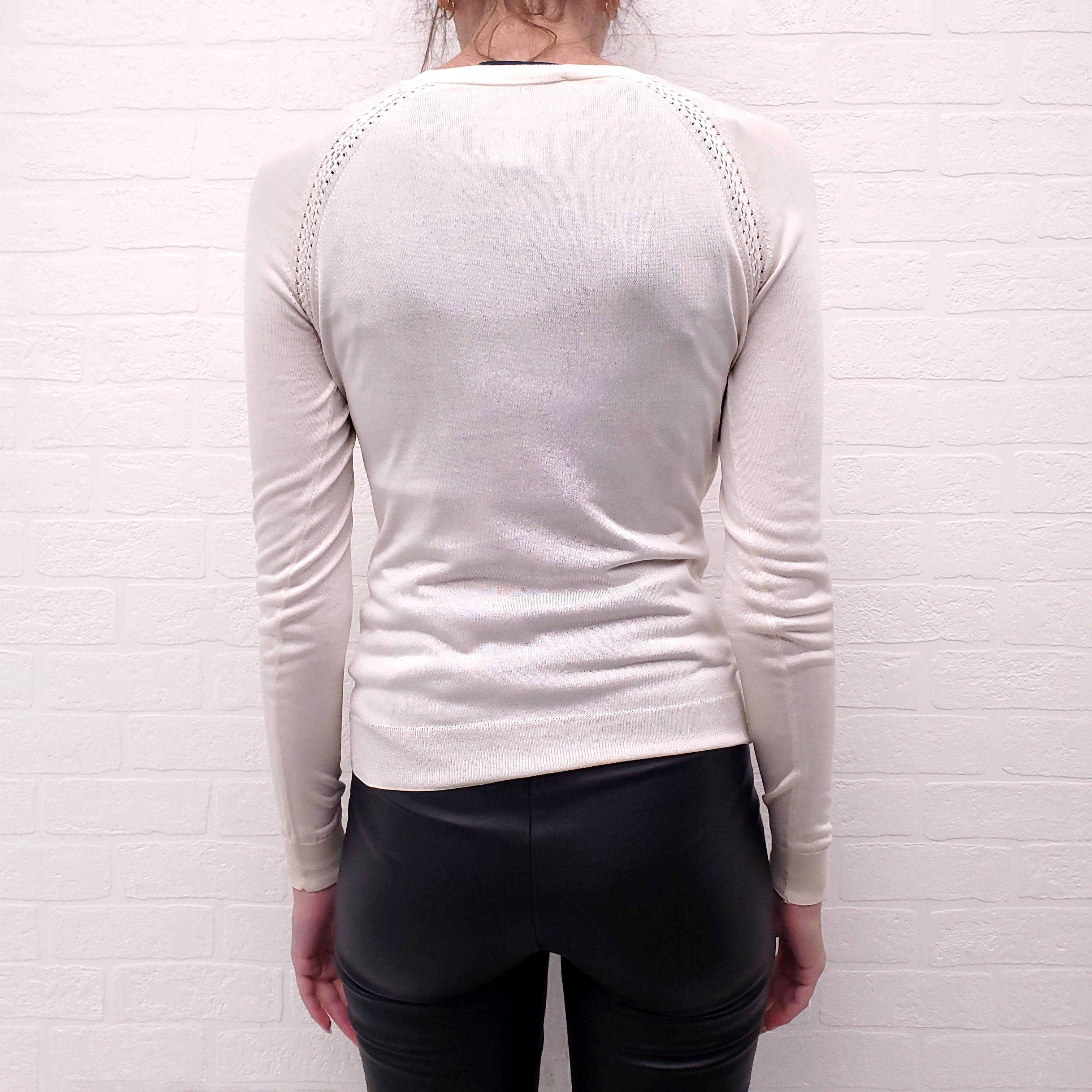 DOLCE & GABBANA CREAM CARDIGAN WITH SILVER CRYSTAL BUTTONS - SIZE 38