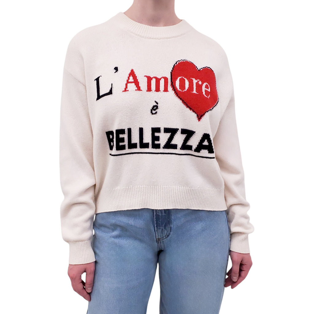 DOLCE & GABBANA CREAM GRAPHIC SWEATER - SIZE 38
