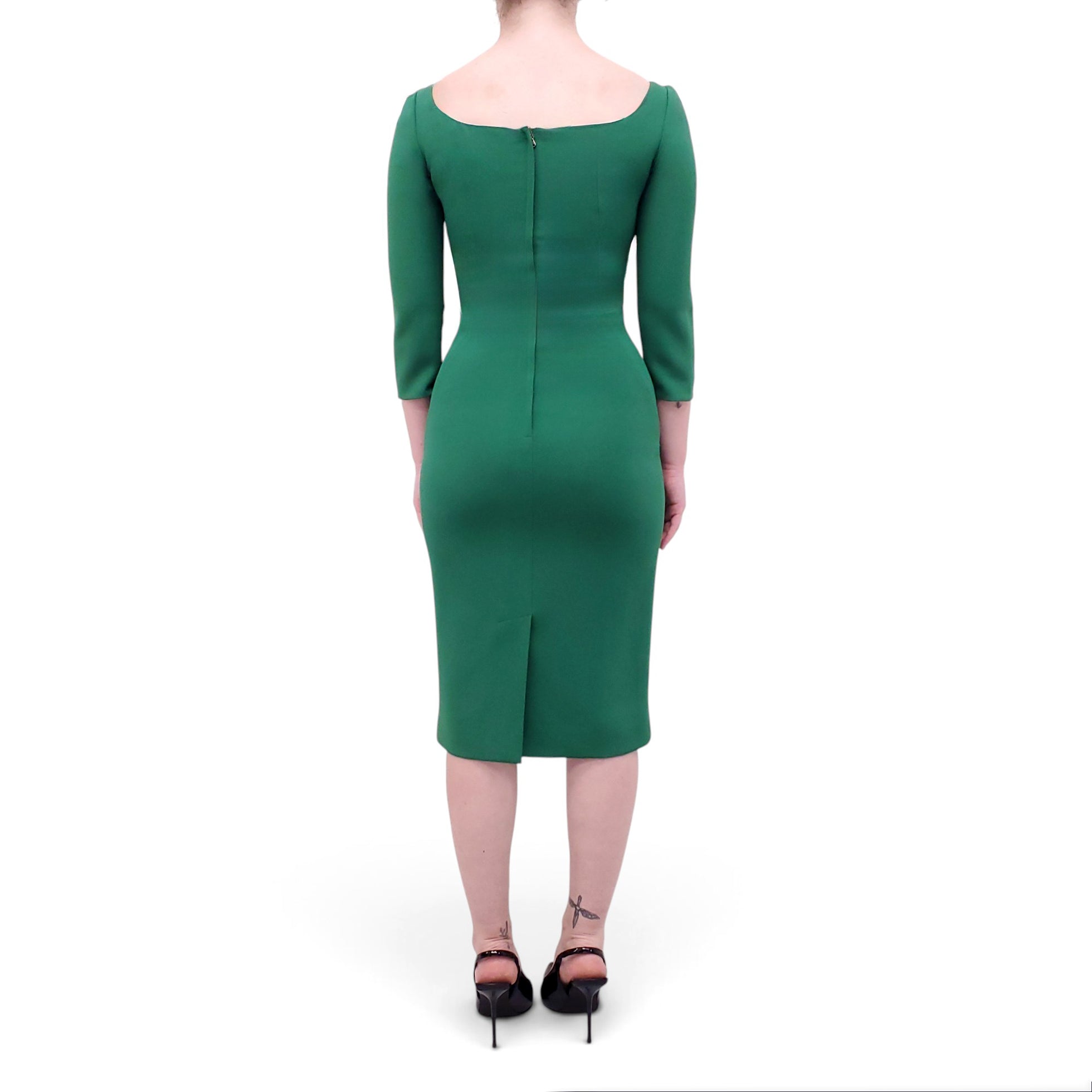 DOLCE & GABBANA FITTED GREEN DRESS - SIZE 38