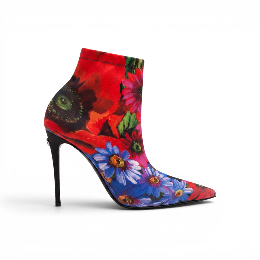 DOLCE & GABBANA FLORAL PRINT STRETCH BOOTIES - SIZE 40