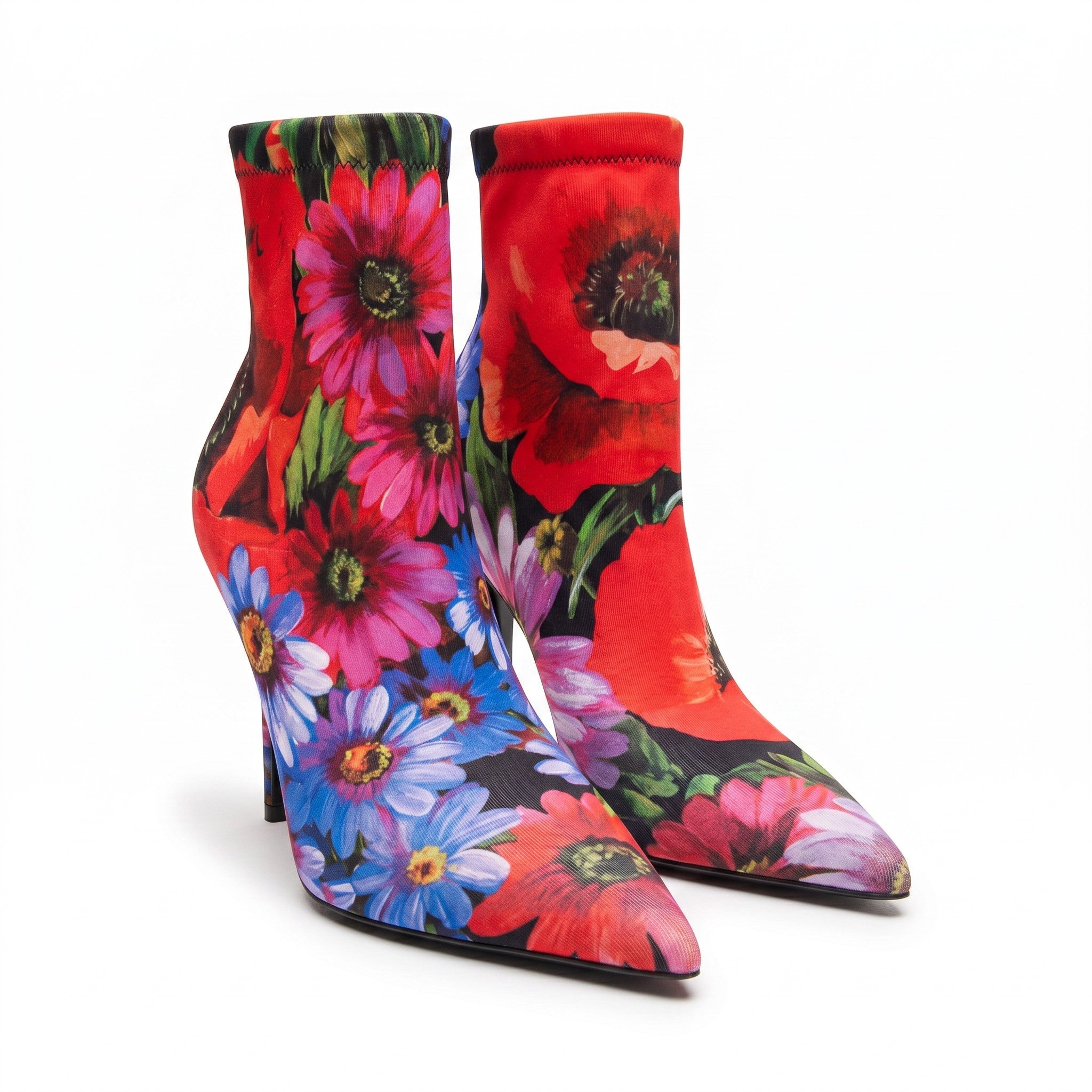 DOLCE & GABBANA FLORAL PRINT STRETCH BOOTIES - SIZE 40