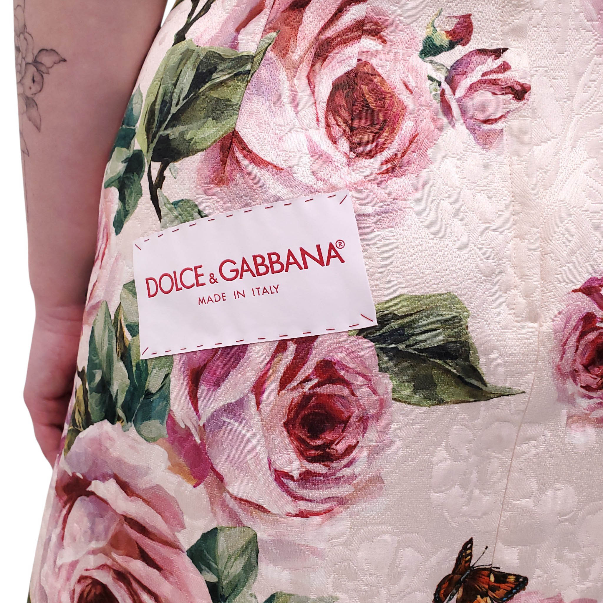 DOLCE & GABBANA FLORAL SKIRT WITH MULTICOLOURED BUTTONS  - SIZE 40