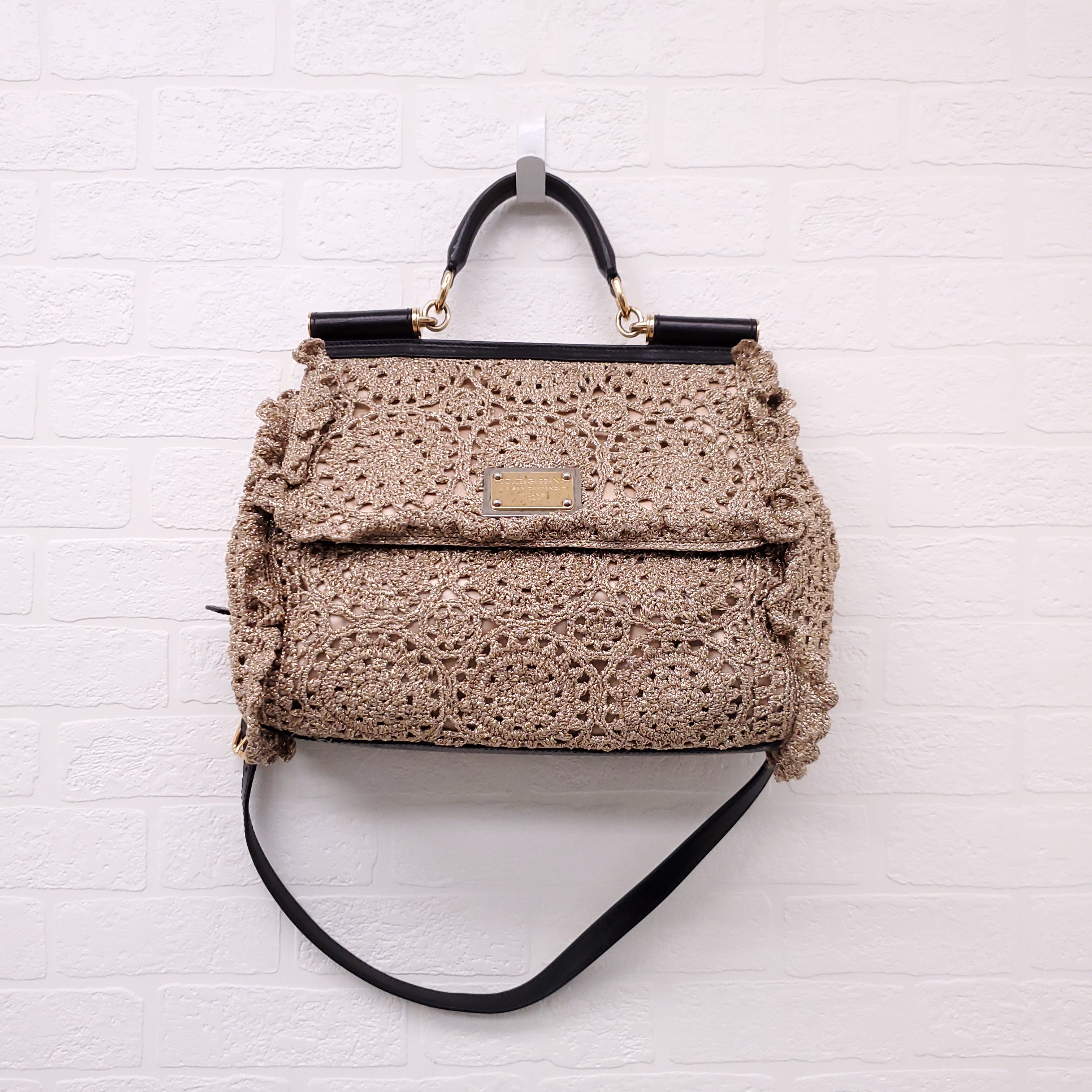 DOLCE & GABBANA GOLD CROCHET SICILY BAG