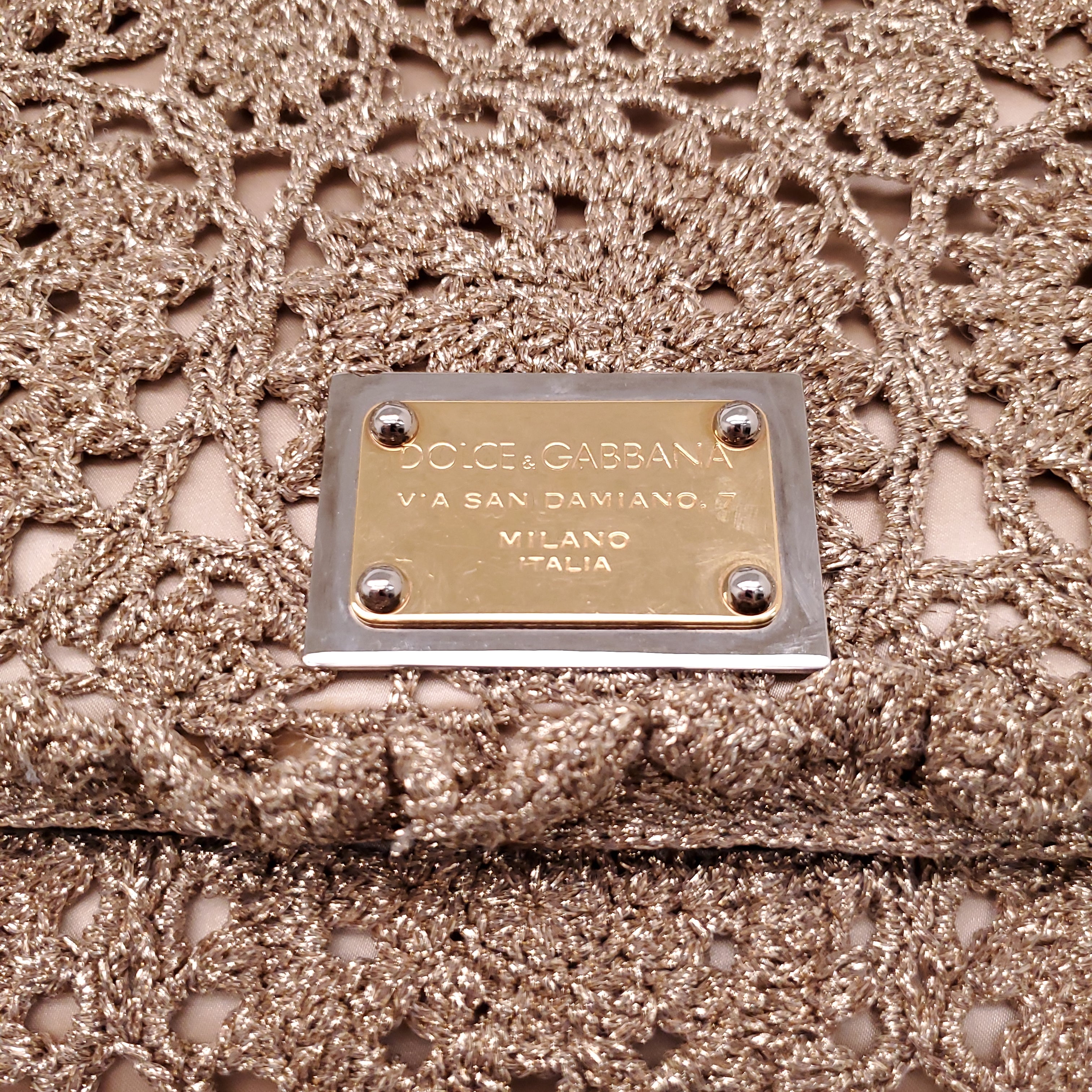 DOLCE & GABBANA GOLD CROCHET SICILY BAG