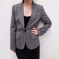 DOLCE & GABBANA GREY HOUNDSTOOTH BLAZER WITH LEOPARD INTERIOR - SIZE 40