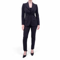 DOLCE & GABBANA GREY PINSTRIPED SUIT WITH LEOPARD INTERIOR - SIZE 38