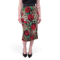 DOLCE & GABBANA LEOPARD AND ROSE PRINT SKIRT - SIZE 40
