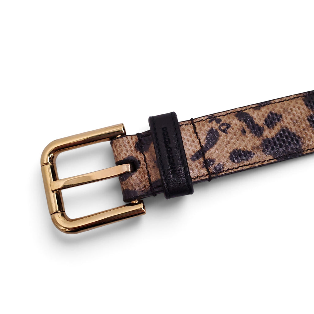 DOLCE & GABBANA LEOPARD LEATHER BELT - SIZE 85