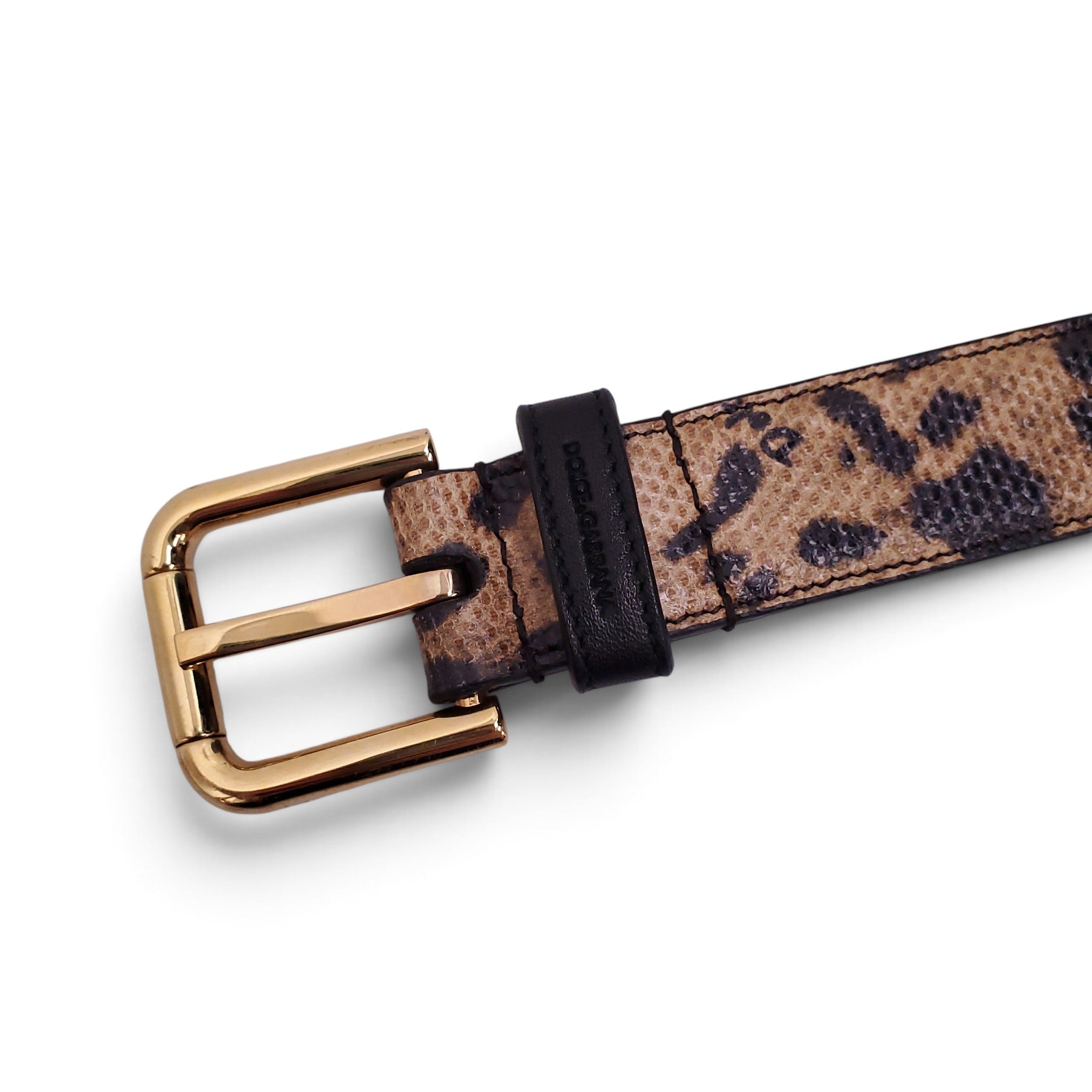DOLCE & GABBANA LEOPARD LEATHER BELT - SIZE 85