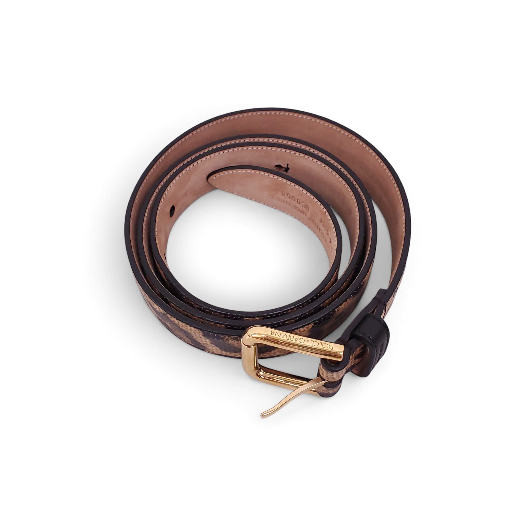 DOLCE & GABBANA LEOPARD LEATHER BELT - SIZE 85