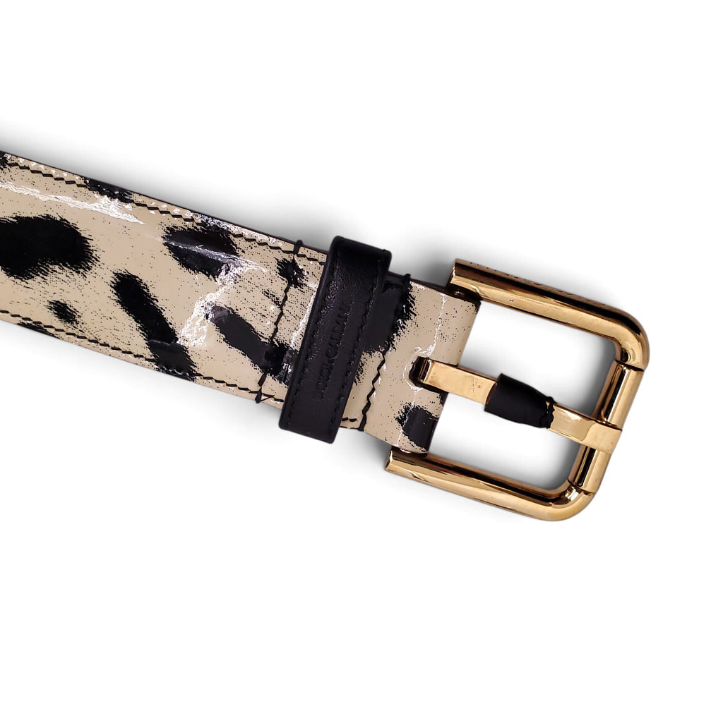 DOLCE & GABBANA LEOPARD PATENT BELT - SIZE 80