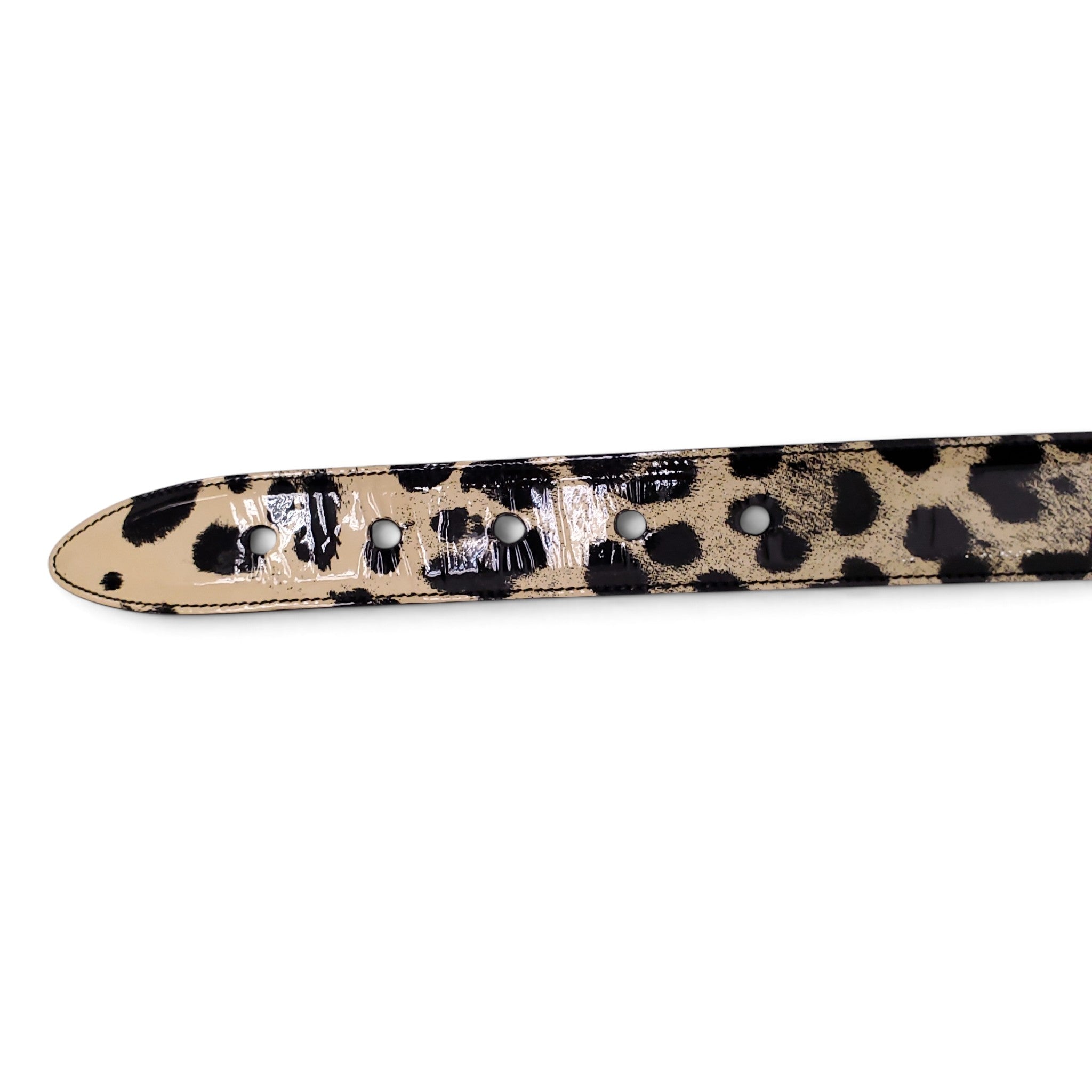 DOLCE & GABBANA LEOPARD PATENT BELT - SIZE 80