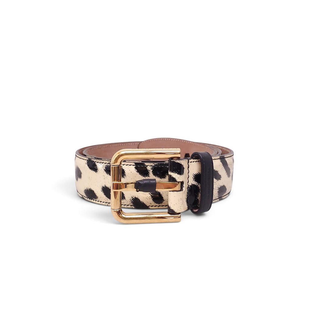 DOLCE & GABBANA LEOPARD PATENT BELT - SIZE 80