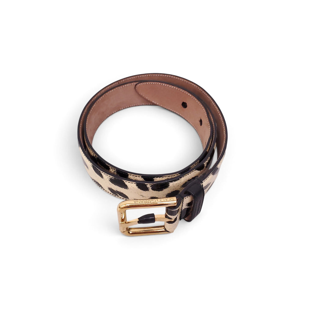 DOLCE & GABBANA LEOPARD PATENT BELT - SIZE 80